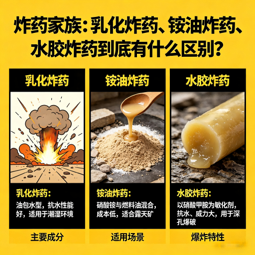 西林炸药家族：乳化炸药、铵油炸药、水胶炸药到底有什么区别？